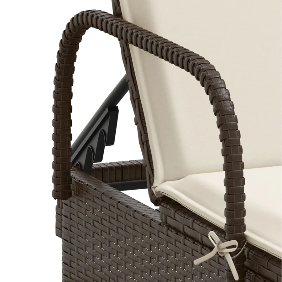 Chaises longues avec coussins lot de 2 marron résine tressée - 8