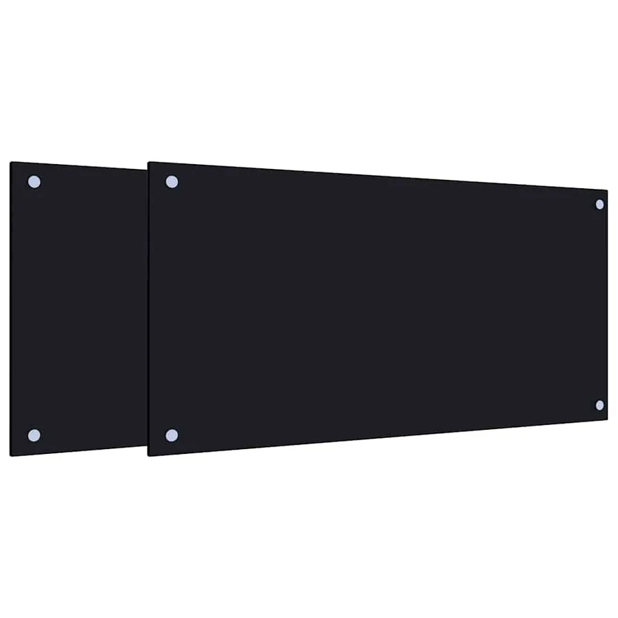 Dosserets de cuisine 2 pcs noir 80x40 cm verre trempé - 2