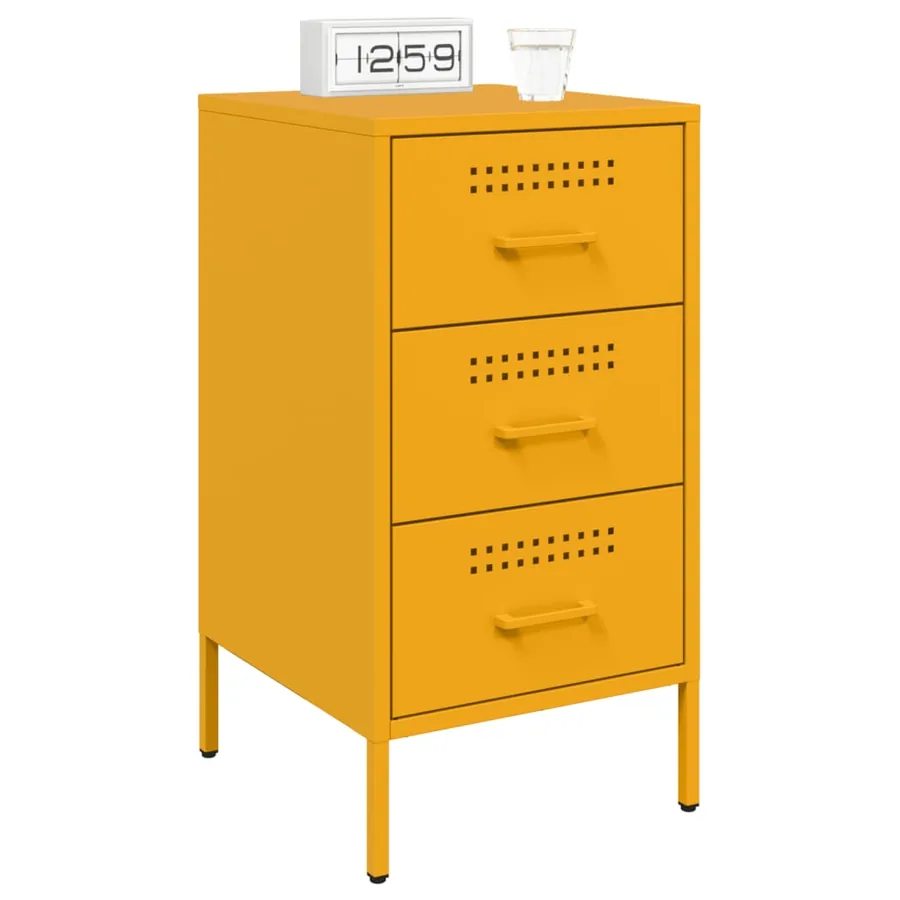Tables de chevet 2 pcs jaune moutarde 36x39x68 cm acier - 3