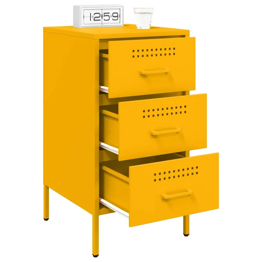 Tables de chevet 2 pcs jaune moutarde 36x39x68 cm acier - 4