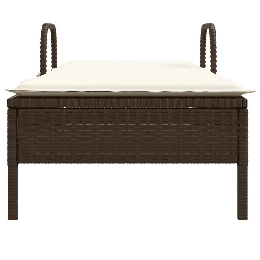 Chaise longue avec roues et coussin marron résine tressée - 4