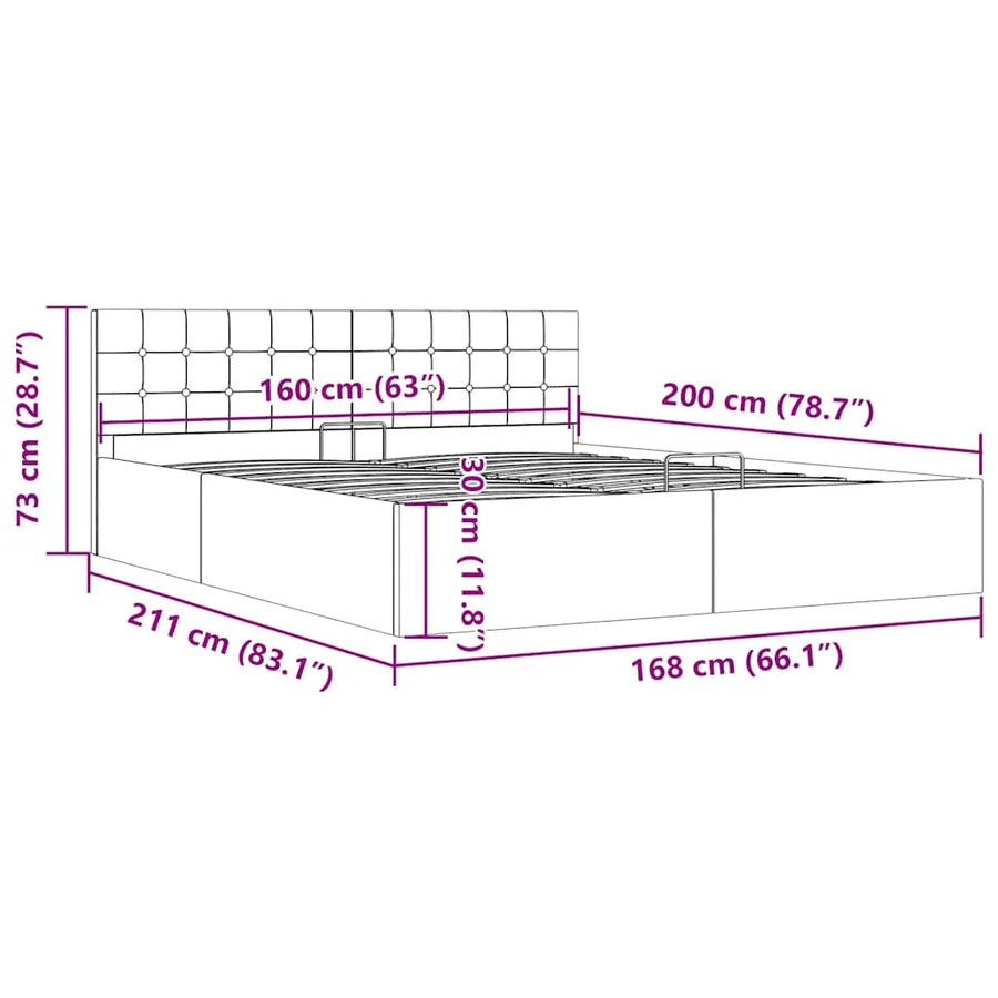 Cadre de lit à rangement hydraulique sans matelas 160x200 cm - 11