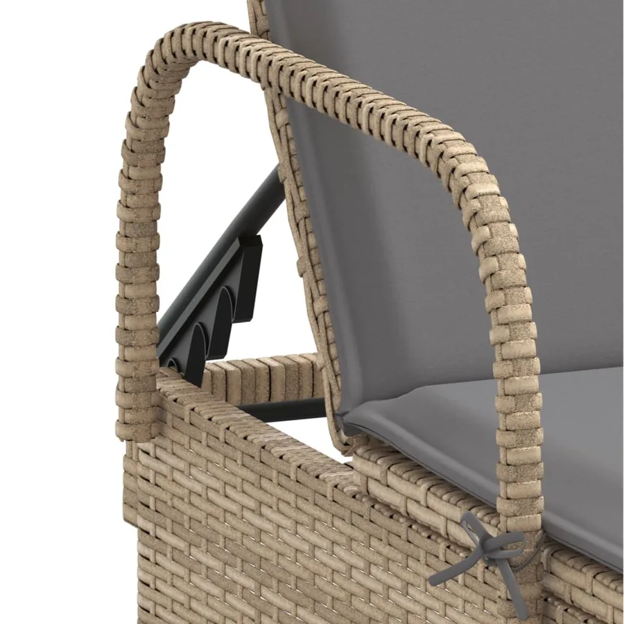 Chaises longues avec coussins lot de 2 beige résine tressée - 8
