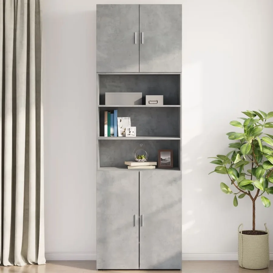Armoire murale gris béton 80x42,5x64 cm bois d'ingénierie - 3