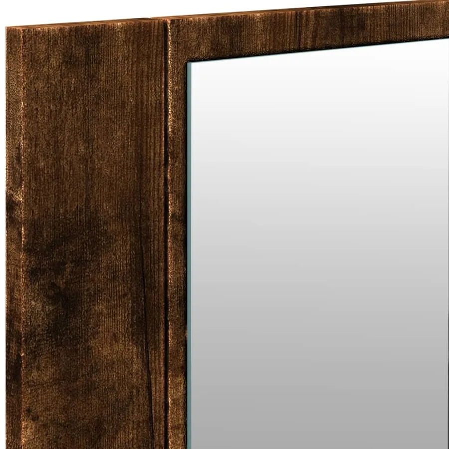 Armoire à miroir à LED de bain chêne fumé 100x12x45 cm - 10