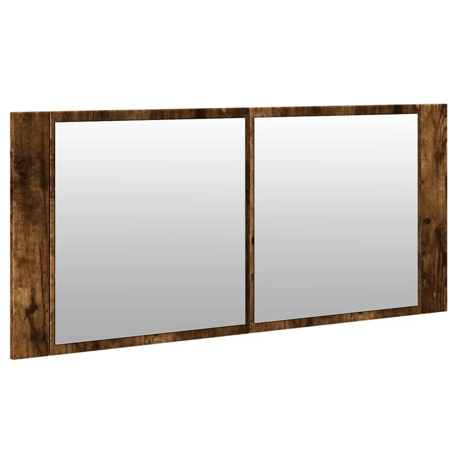 Armoire à miroir à LED de bain chêne fumé 100x12x45 cm - 6
