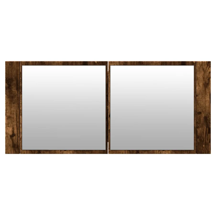 Armoire à miroir à LED de bain chêne fumé 100x12x45 cm - 7
