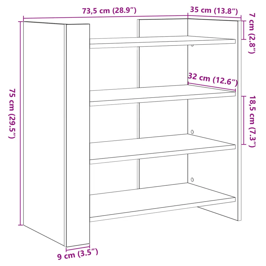 Buffet gris béton 73,5x35x75 cm bois d'ingénierie - 10