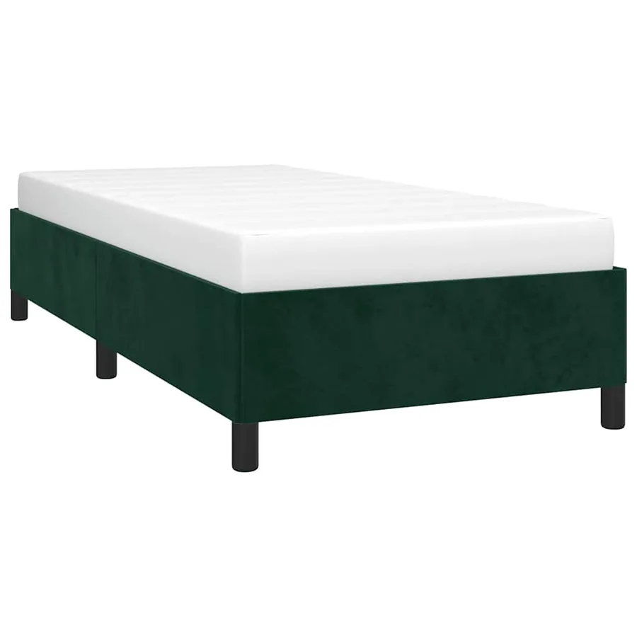 Cadre de lit sans matelas vert foncé 90x190 cm velours - 3