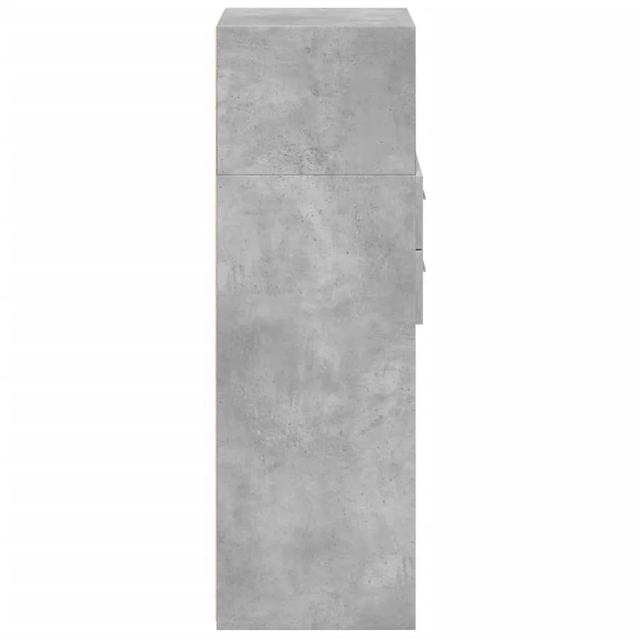 Buffet haut gris béton 45x42,5x124 cm bois d'ingénierie - 5