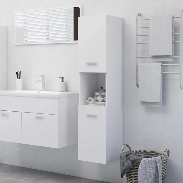 Armoire de salle de bain Blanc 30x30x130 cm Bois d’ingénierie