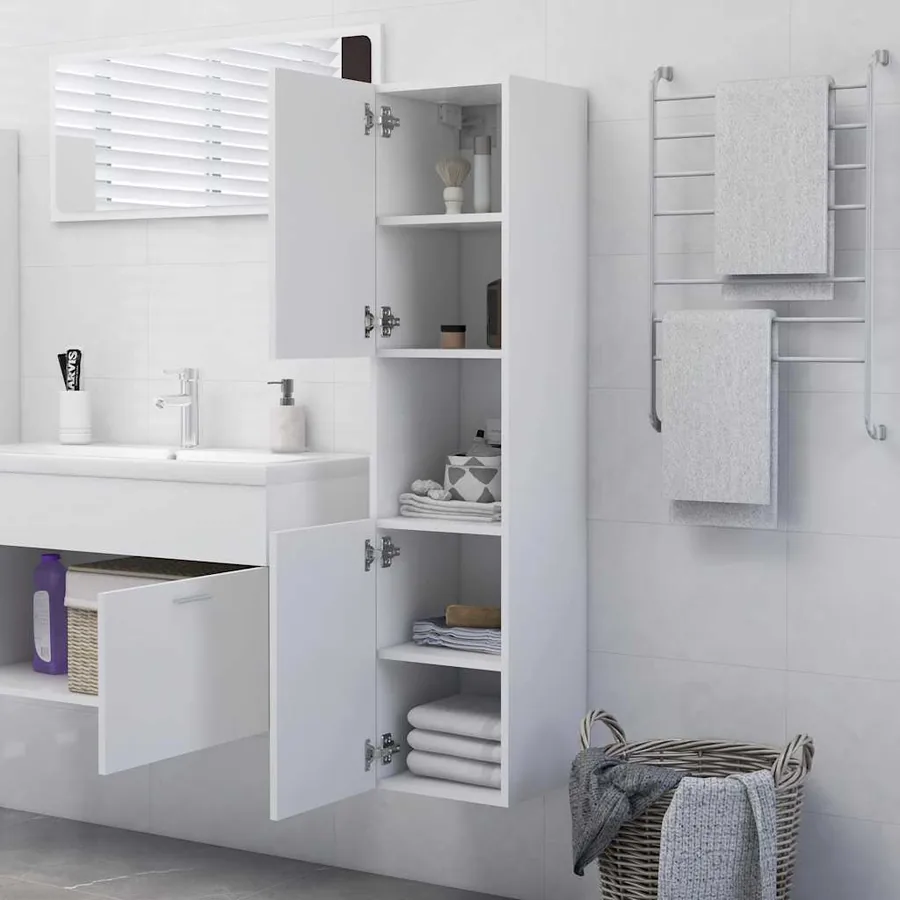 Armoire de salle de bain Blanc 30x30x130 cm Bois d’ingénierie - 3