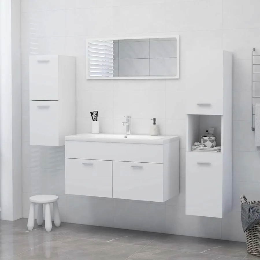 Armoire de salle de bain Blanc 30x30x130 cm Bois d’ingénierie - 9