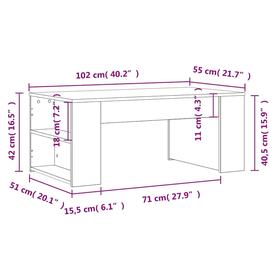 Table basse noir 102x55x42 cm bois d'ingénierie - 9
