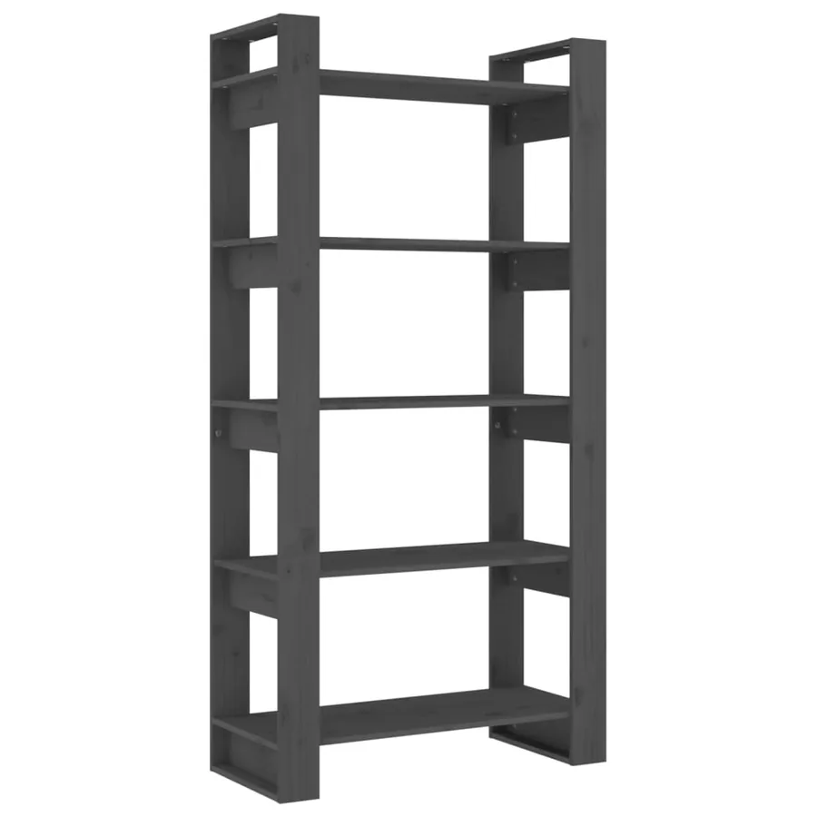 Bibliothèque/Séparateur de pièce Gris 80x35x160 cm Bois massif - 2