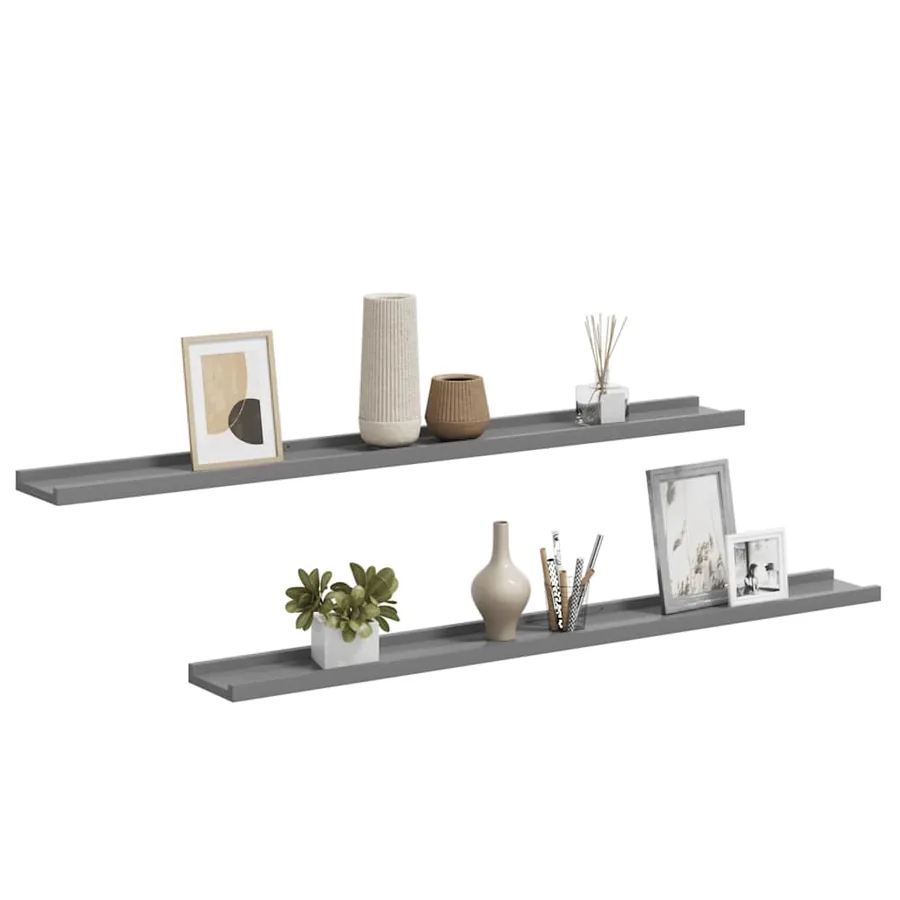 Étagères murales 2 pcs Gris 100x9x3 cm - 4
