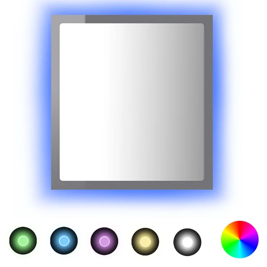 Miroir LED de salle de bain Gris brillant 40x8,5x37cm Acrylique - 2