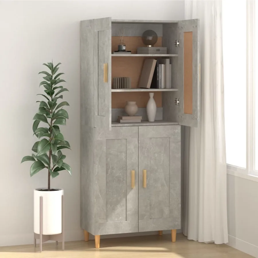 Buffet Gris béton 69,5x34x90 cm Bois d'ingénierie - 3