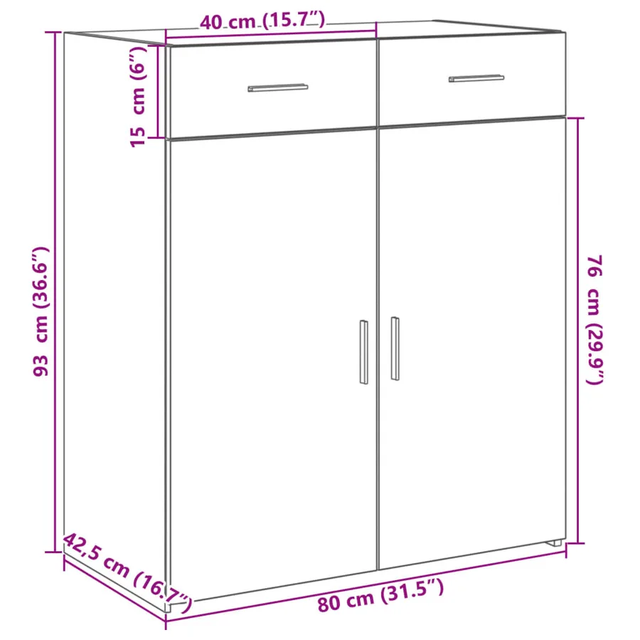 Buffet chêne sonoma 80x42,5x93 cm bois d'ingénierie - 8
