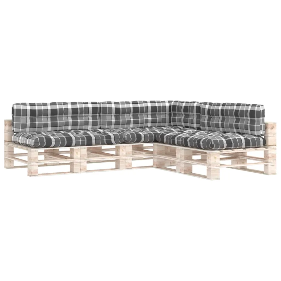 Coussins de canapé palette lot de 7 Motif à carreaux gris - 2