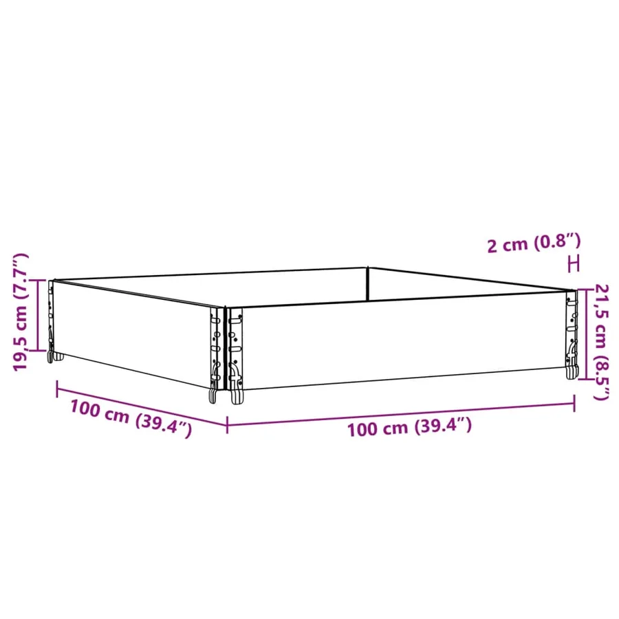 Jardinière marron 100x100 cm bois massif de pin - 8