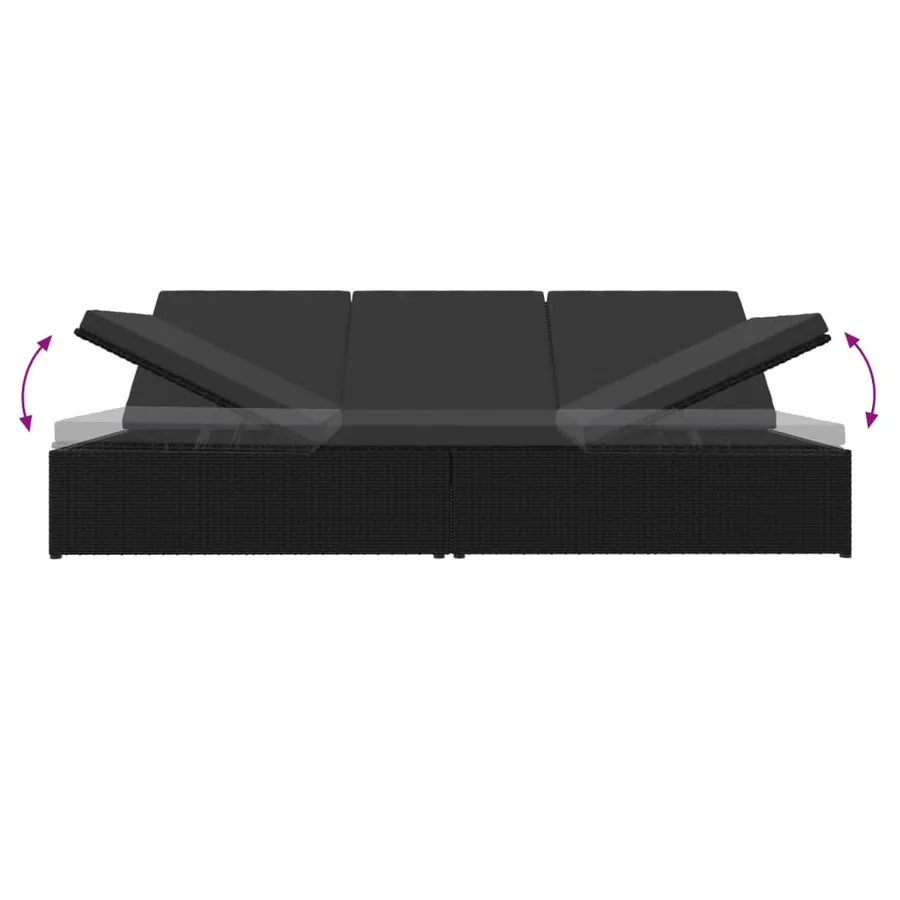Transat convertible avec coussins Résine tressée Noir - 7