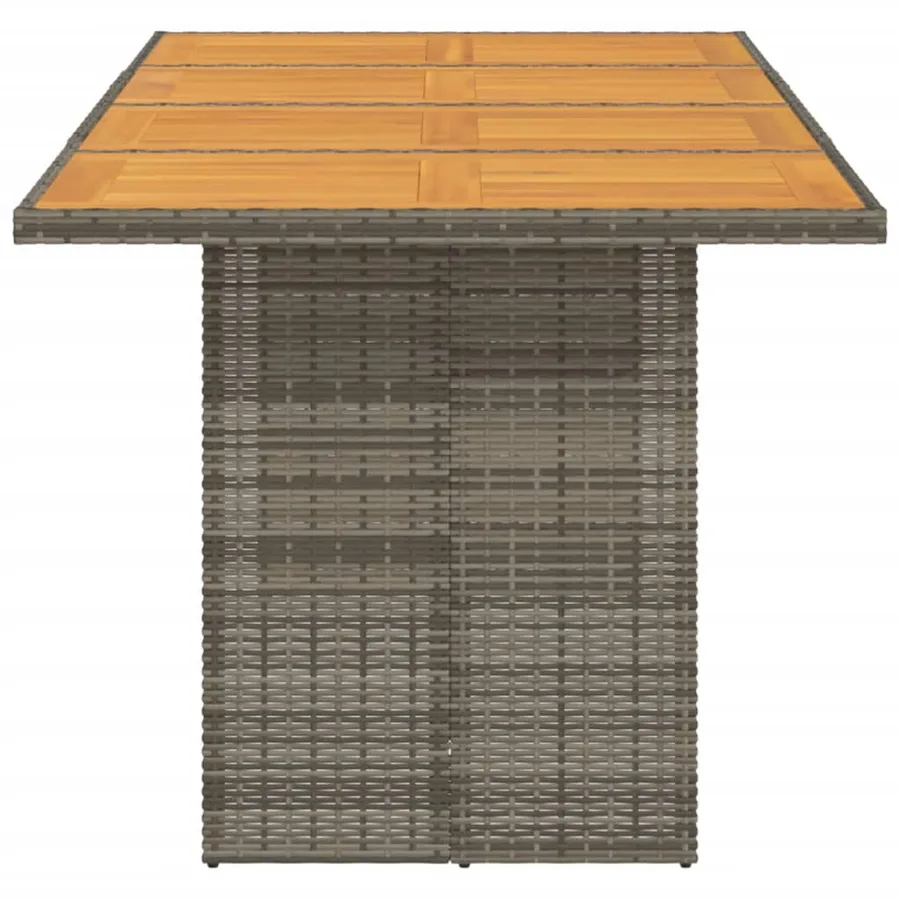 Table de jardin et dessus en bois d'acacia gris résine tressée - 5