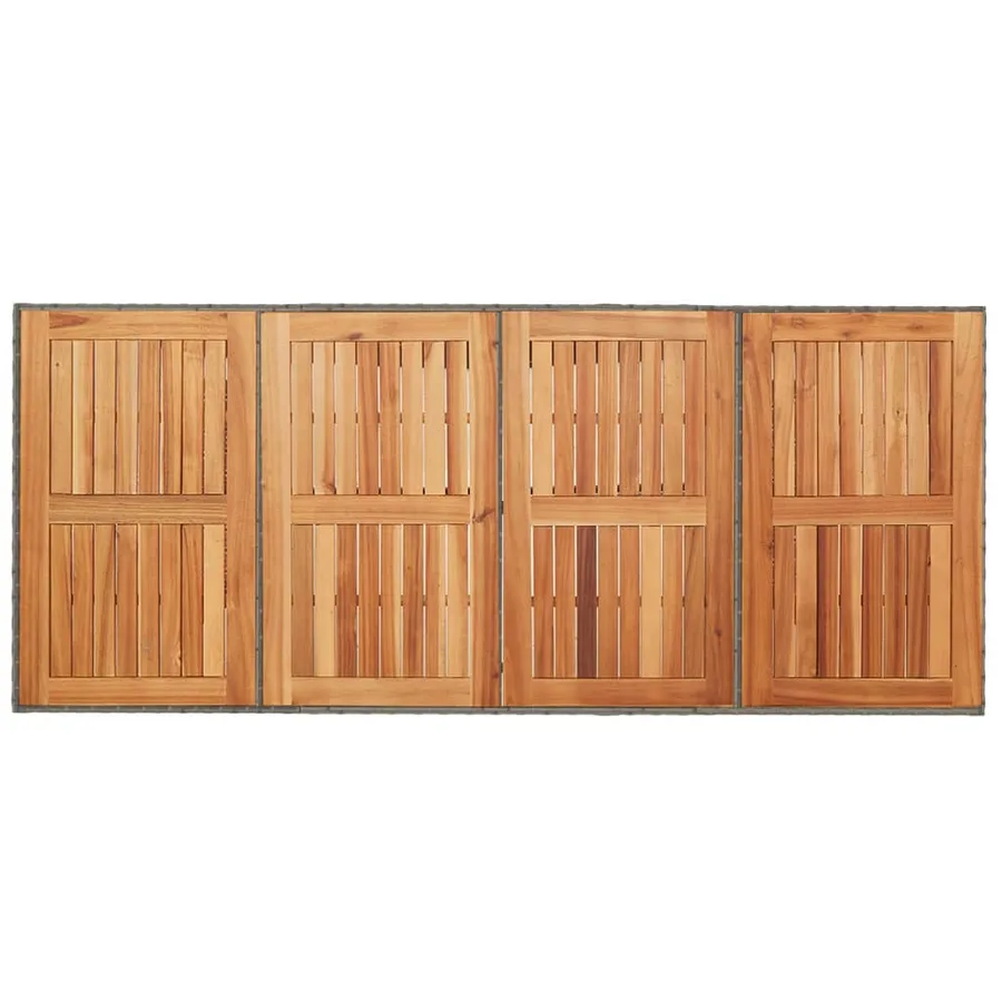 Table de jardin et dessus en bois d'acacia gris résine tressée - 7