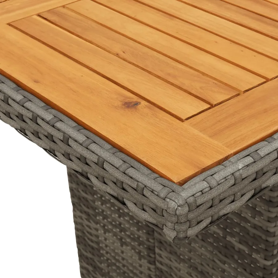Table de jardin et dessus en bois d'acacia gris résine tressée - 8