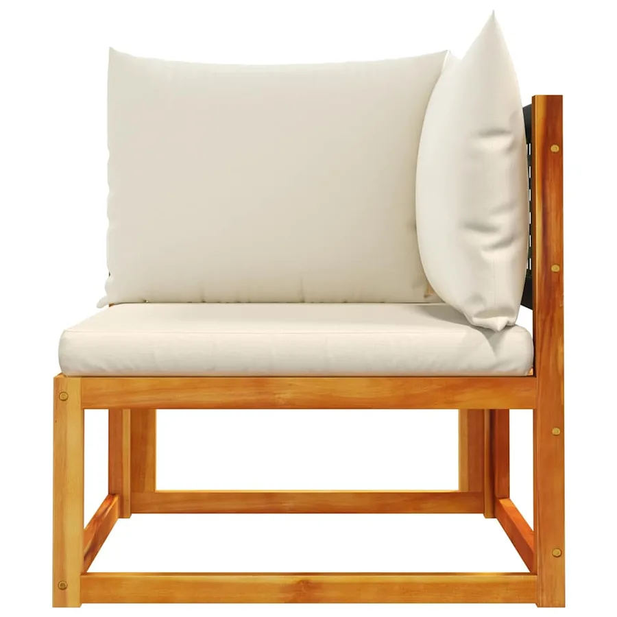 Canapé d'angle de jardin avec coussins en bois d'acacia et rotin - 4