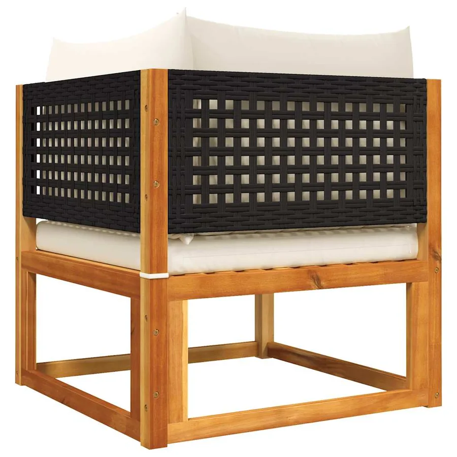 Canapé d'angle de jardin avec coussins en bois d'acacia et rotin - 6
