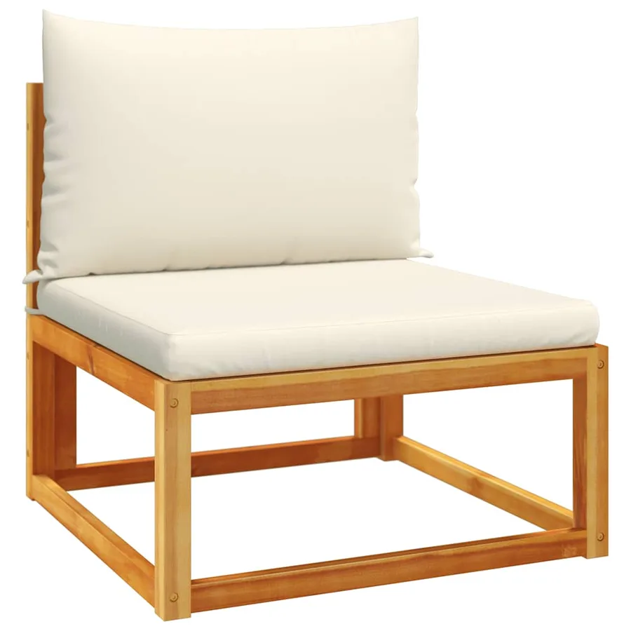 Canapé de jardin sans accoudoirs avec coussins en bois d'acacia et rotin - 2