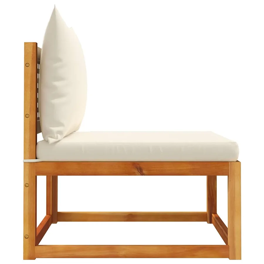 Canapé de jardin sans accoudoirs avec coussins en bois d'acacia et rotin - 5