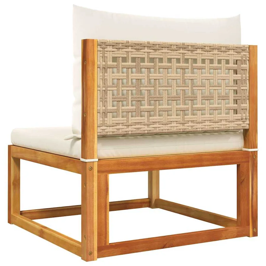 Canapé de jardin sans accoudoirs avec coussins en bois d'acacia et rotin - 6