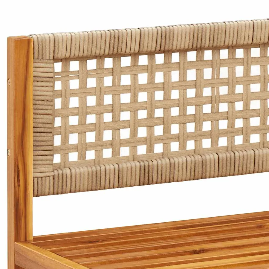 Canapé de jardin sans accoudoirs avec coussins en bois d'acacia et rotin - 7