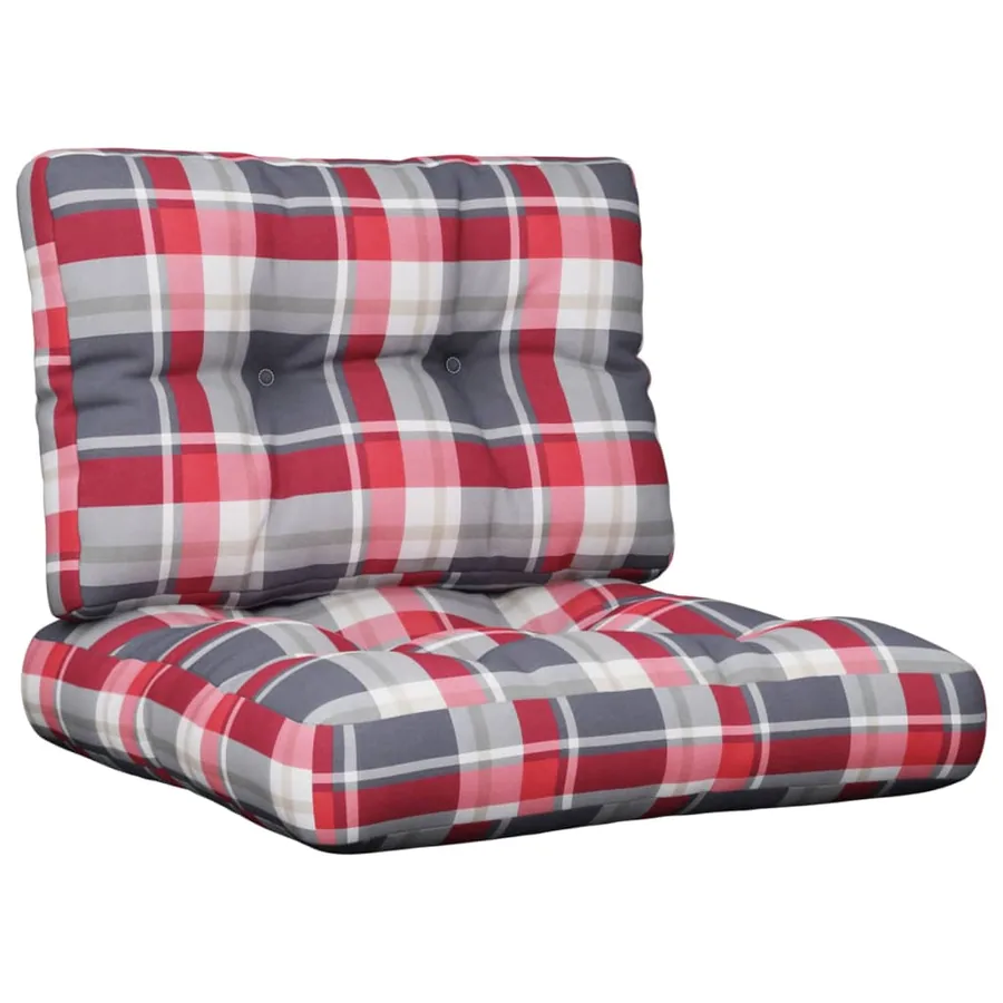 Coussins de palette lot de 2 motif à carreaux rouge tissu - 2