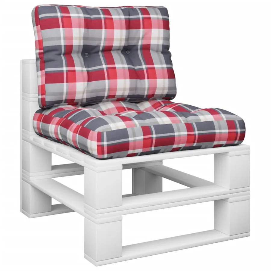 Coussins de palette lot de 2 motif à carreaux rouge tissu - 3