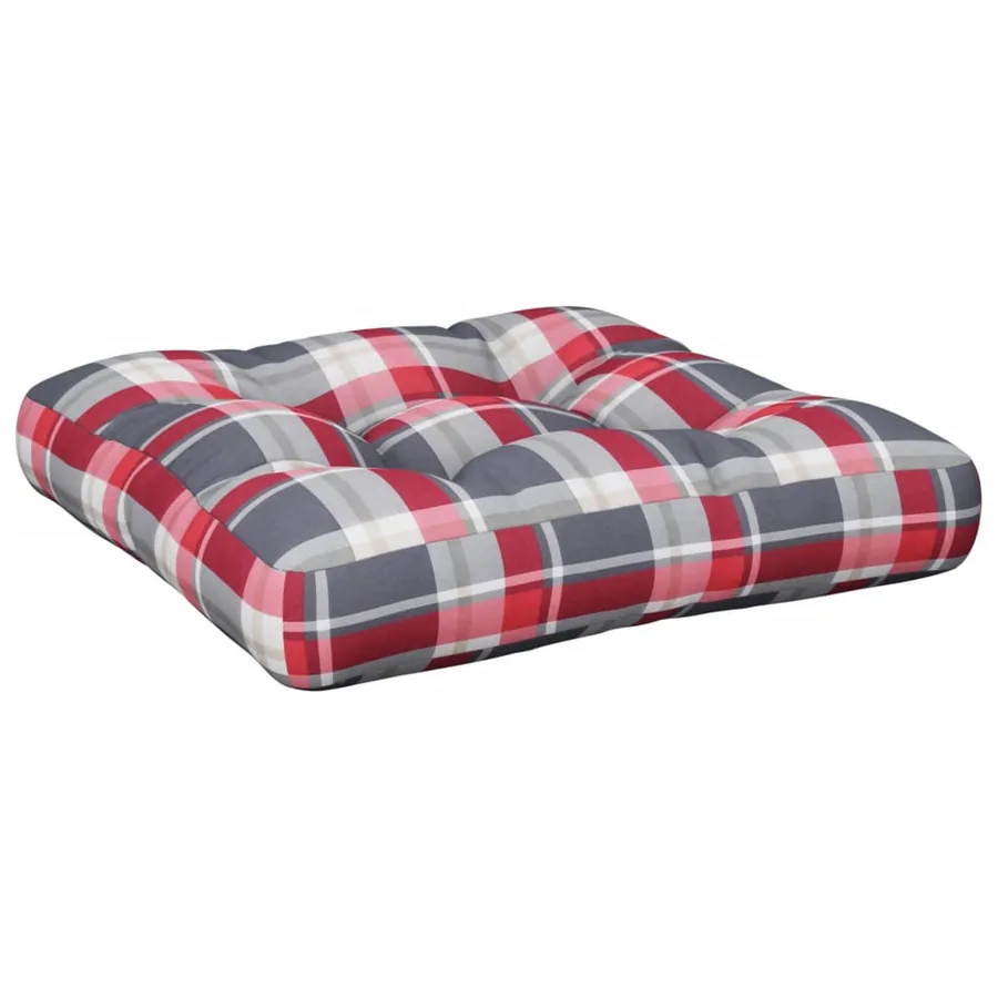 Coussins de palette lot de 2 motif à carreaux rouge tissu - 4