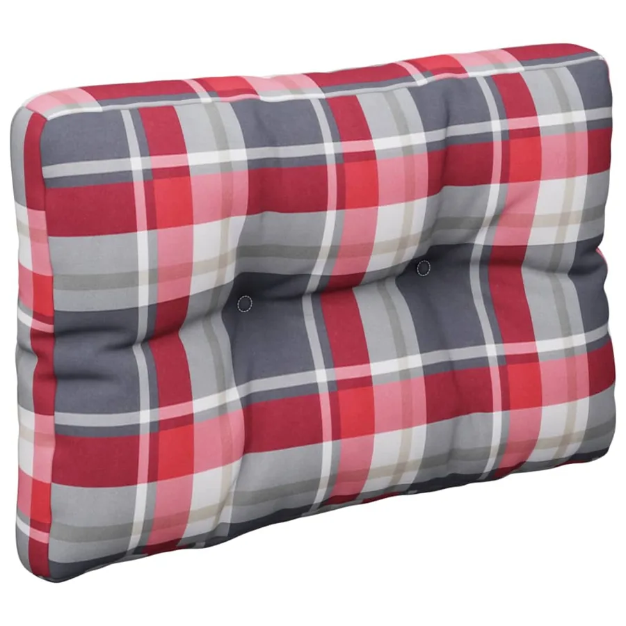 Coussins de palette lot de 2 motif à carreaux rouge tissu - 5