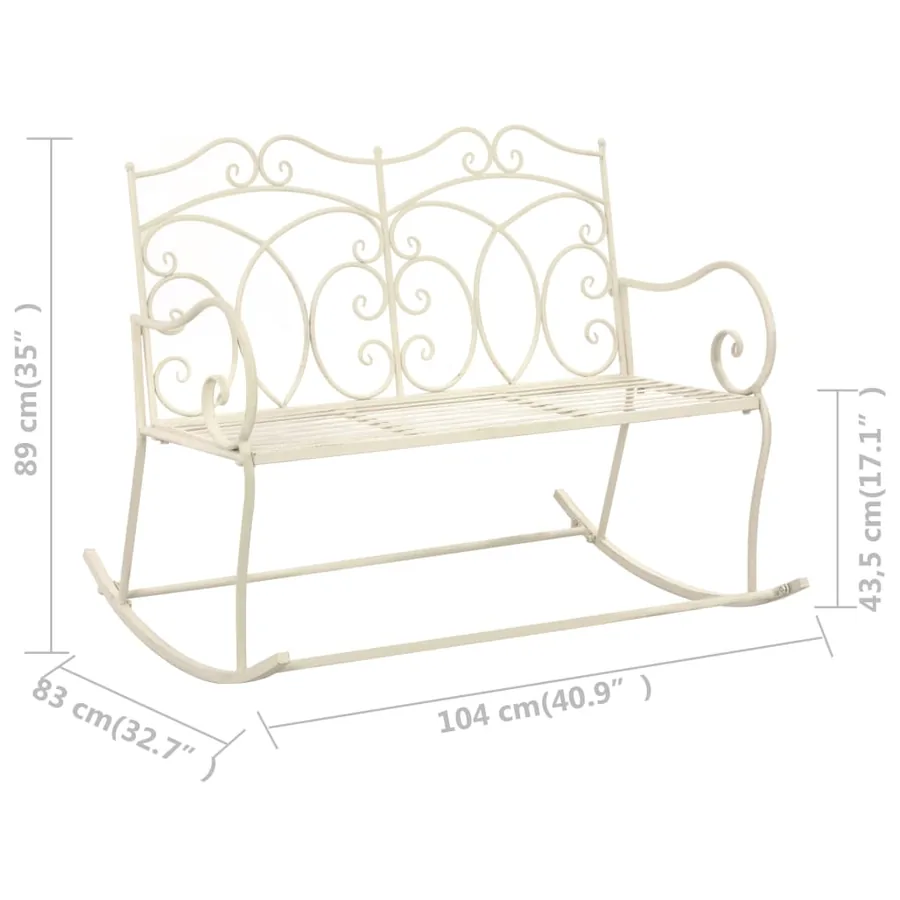 Banc de jardin 104 cm Fer Blanc antique - 6