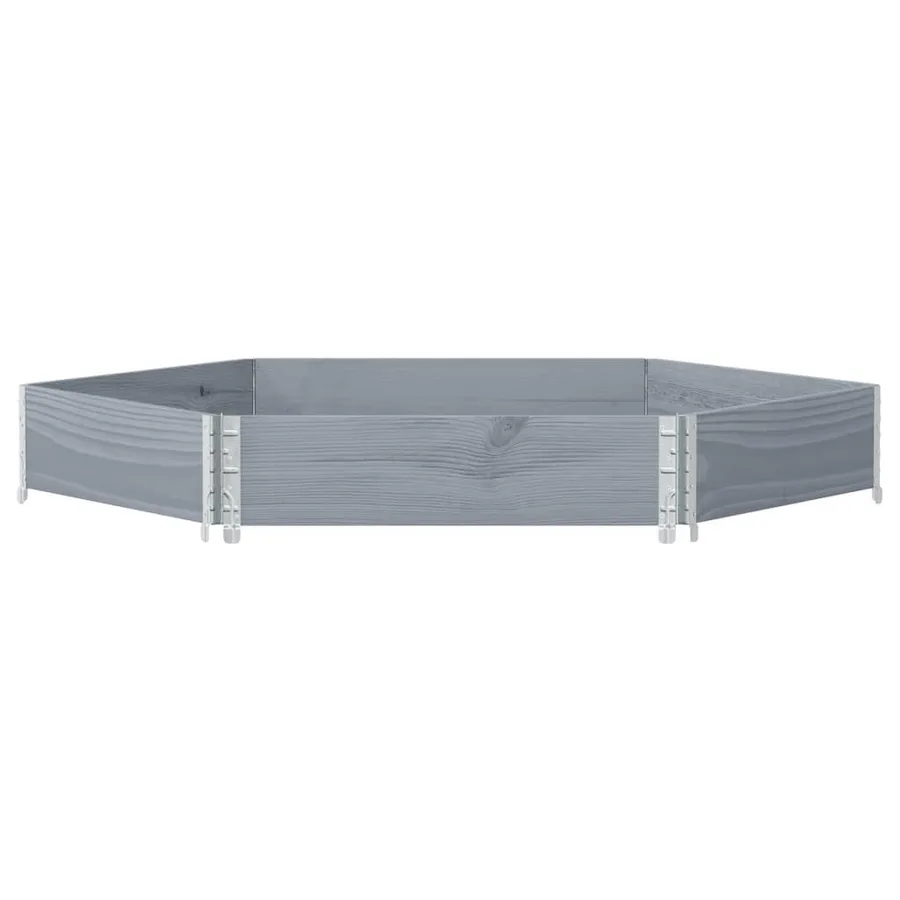 Lit surélevé hexagonale gris 160x160 cm bois de pin massif - 3