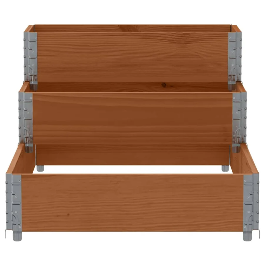 Lit surélevé à 3 niveaux marron 120x80 cm bois pin massif - 4