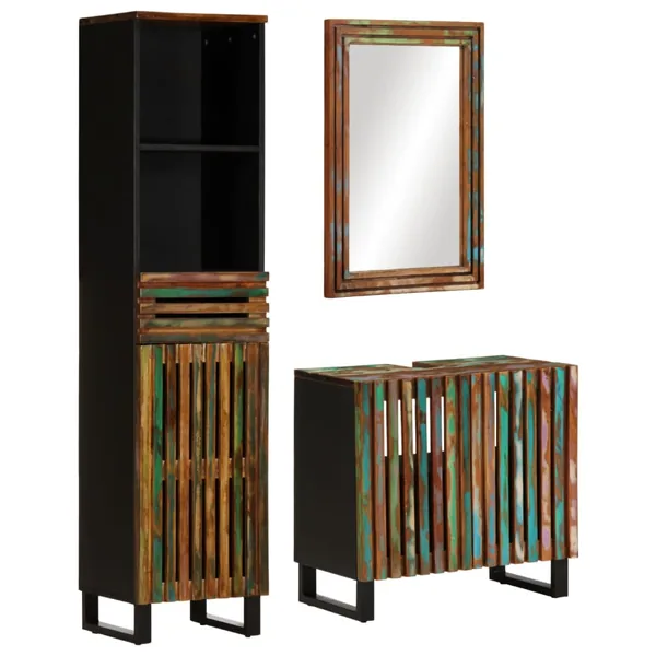 Ensemble de meubles de salle de bain 3 pcs bois massif d'acacia