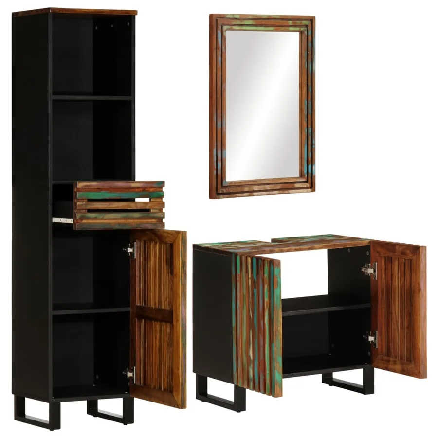 Ensemble de meubles de salle de bain 3 pcs bois massif d'acacia - 2