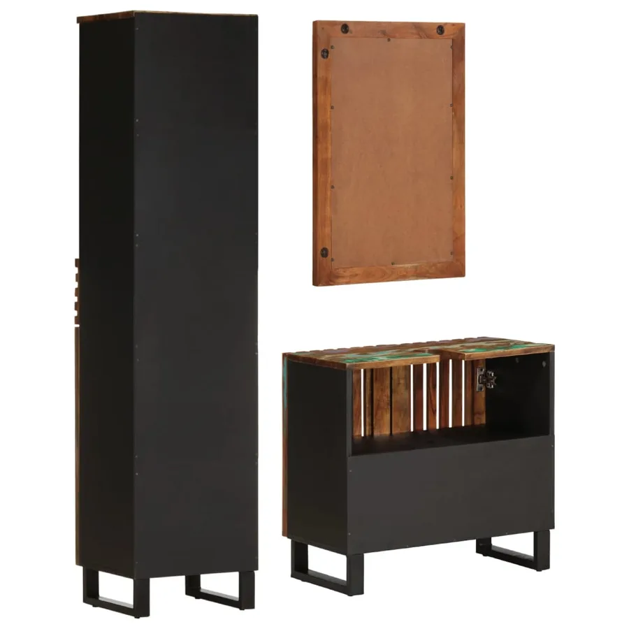Ensemble de meubles de salle de bain 3 pcs bois massif d'acacia - 4