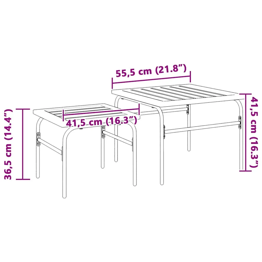 Tables basses gigognes de jardin 2 pcs marron et noir acier - 10