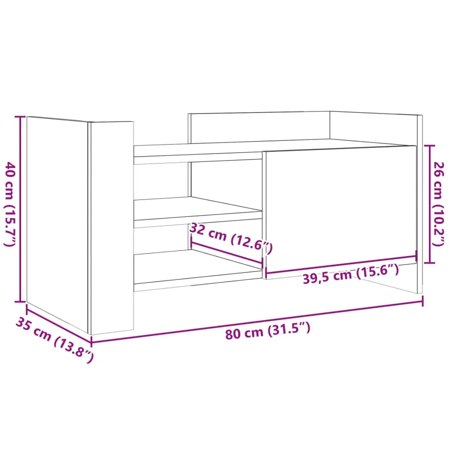 Meuble TV sonoma gris 80x35x40 cm bois d'ingénierie - 11