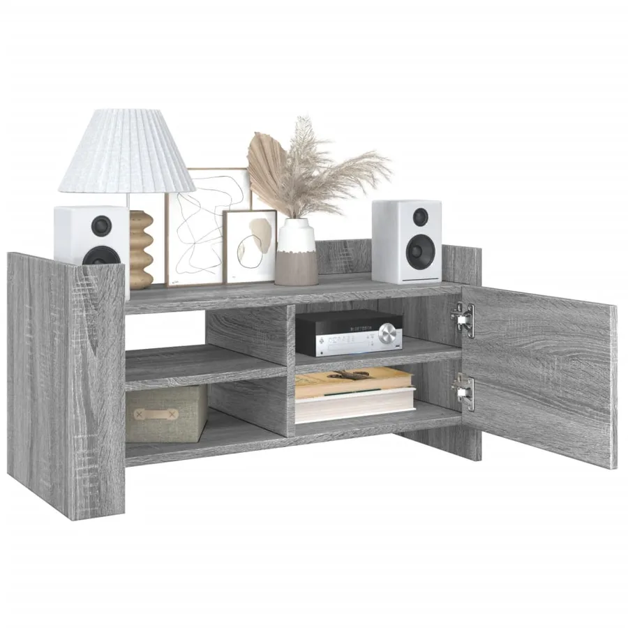 Meuble TV sonoma gris 80x35x40 cm bois d'ingénierie - 3