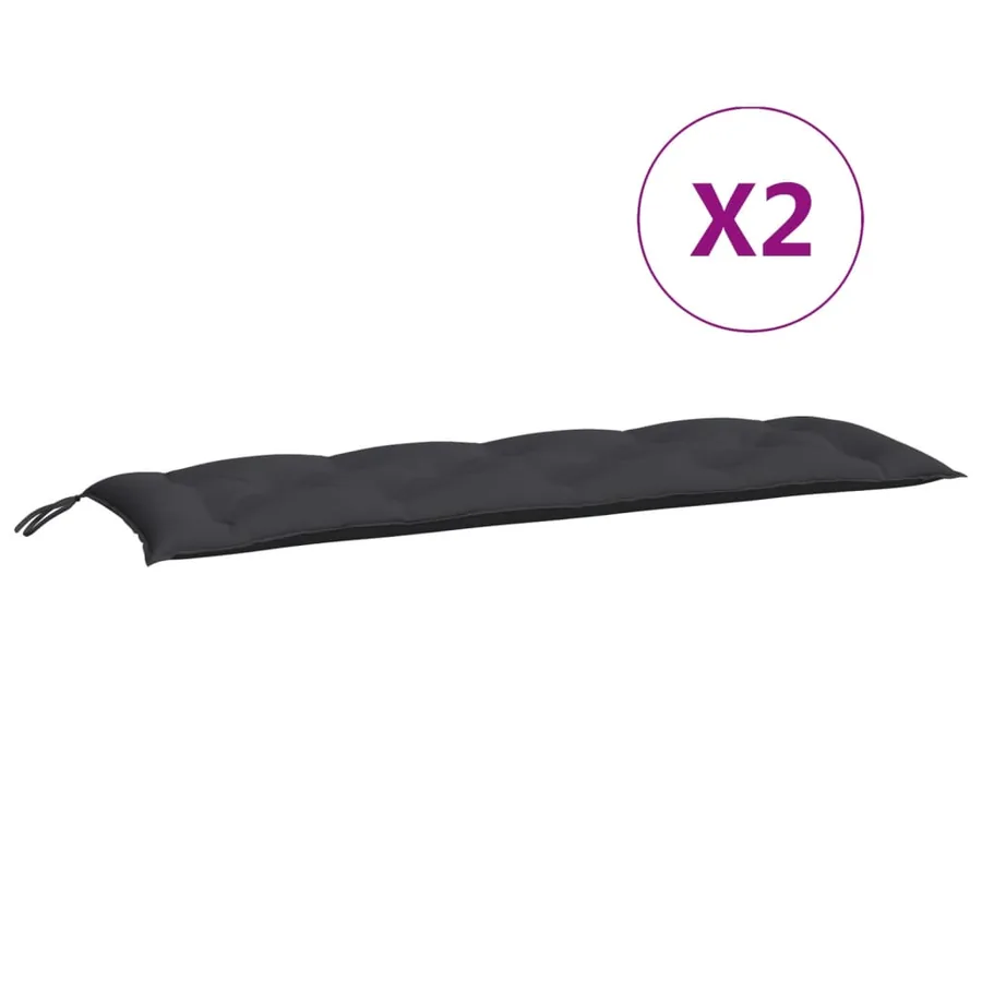 Coussins de banc jardin lot de 2 noir 150x50x7 cm tissu Oxford - 5