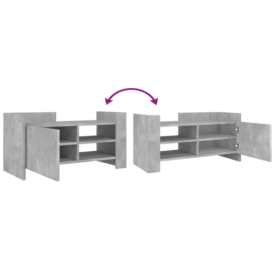 Meuble TV gris béton 80x35x40 cm bois d'ingénierie - 7